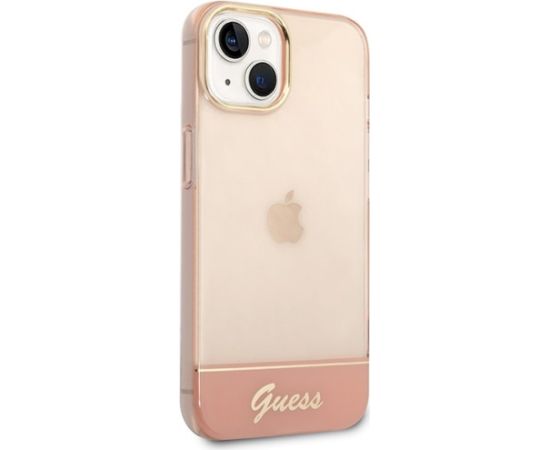Guess GUHCP14MHGCOP Hardcase Translucent Aizsargapvalks priekš iPhone 14 Plus / 15 Plus 6.7" / rozā Neoriģinālie Maciņi