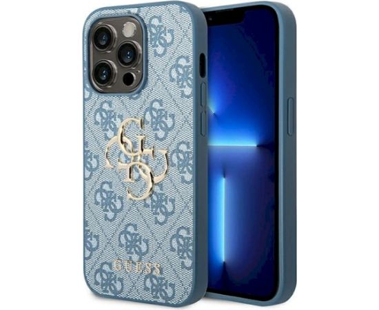Guess GUHCP14L4GMGBL Hardcase 4G Big Metal Logo Aizsargapvalks priekš iPhone 14 Pro 6,1" / zils Neoriģinālie Maciņi
