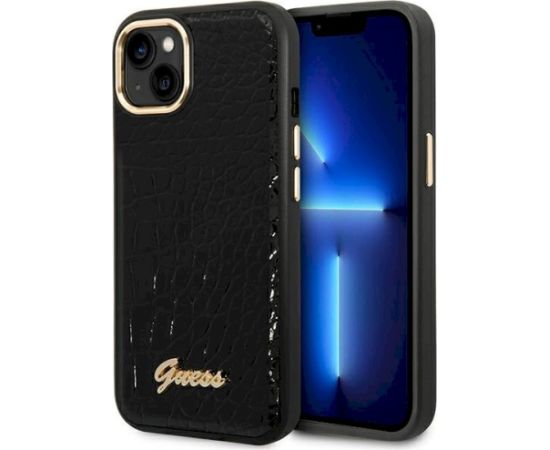 Guess GUHCP14MHGCRHK Croco Collection Aizsargapvalks priekš iPhone 14 Plus / 15 Plus 6.7" / melns Neoriģinālie Maciņi