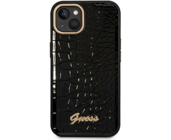 Guess GUHCP14MHGCRHK Croco Collection Aizsargapvalks priekš iPhone 14 Plus / 15 Plus 6.7" / melns Neoriģinālie Maciņi