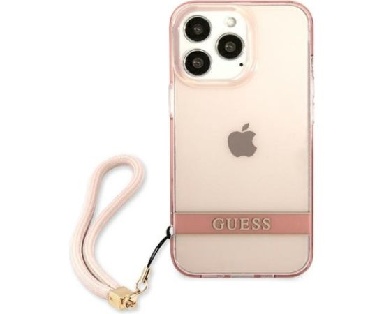 Guess GUHCP13XHTSGSP Hardcase Translucent Stap Aizsargapvalks priekš iPhone 13 Pro Max 6,7" / rozā Neoriģinālie Maciņi