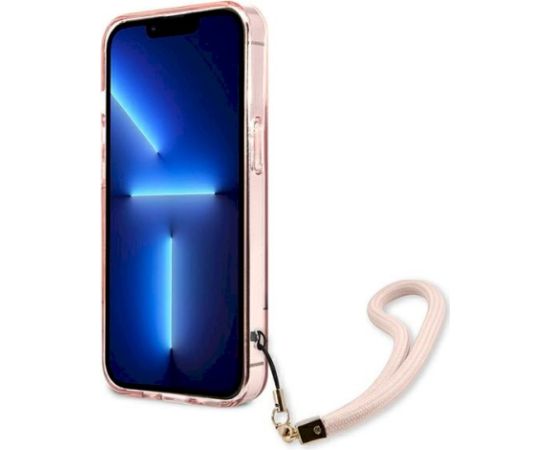 Guess GUHCP13XHTSGSP Hardcase Translucent Stap Aizsargapvalks priekš iPhone 13 Pro Max 6,7" / rozā Neoriģinālie Maciņi