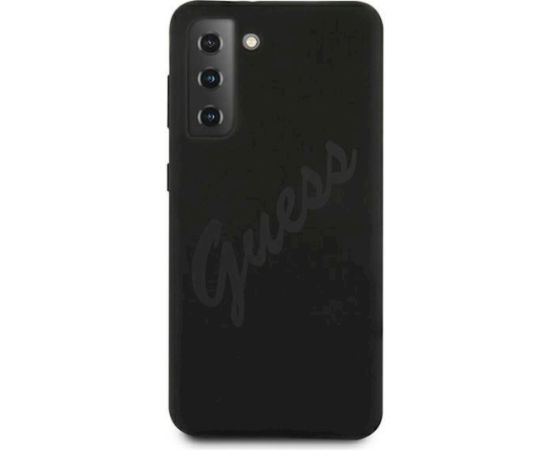 Guess GUHCS21MLSVSBK Script Vintage Aizsargapvalks priekš Samsung Galaxy S21+ G996 / melns Neoriģinālie Maciņi