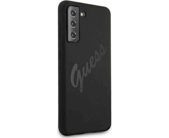 Guess GUHCS21MLSVSBK Script Vintage Aizsargapvalks priekš Samsung Galaxy S21+ G996 / melns Neoriģinālie Maciņi