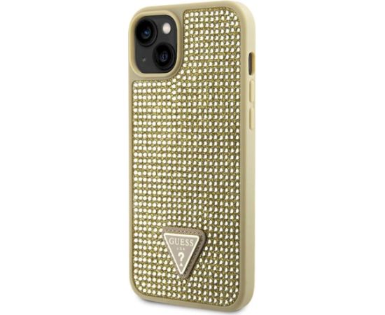Guess GUHCP14SHDGTPD Hardcase Rhinestone Triangle Aizsargapvalks priekš iPhone 14 / 15 / 13 6.1" / zelta Neoriģinālie Maciņi
