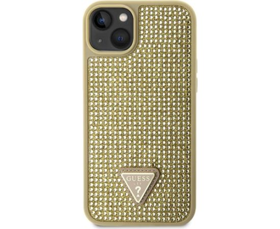 Guess GUHCP14SHDGTPD Hardcase Rhinestone Triangle Aizsargapvalks priekš iPhone 14 / 15 / 13 6.1" / zelta Neoriģinālie Maciņi