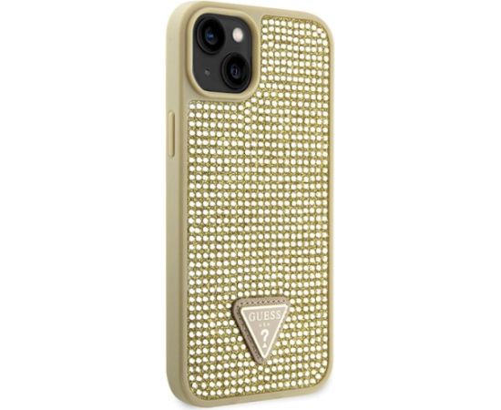 Guess GUHCP14SHDGTPD Hardcase Rhinestone Triangle Aizsargapvalks priekš iPhone 14 / 15 / 13 6.1" / zelta Neoriģinālie Maciņi
