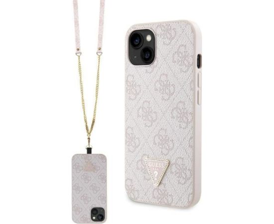 Guess GUHCP14XP4TDSCPP Hardcase Crossbody 4G Metal Logo Aizsargapvalks priekš iPhone 14 Pro Max 6.7" / rozā Neoriģinālie Maciņi
