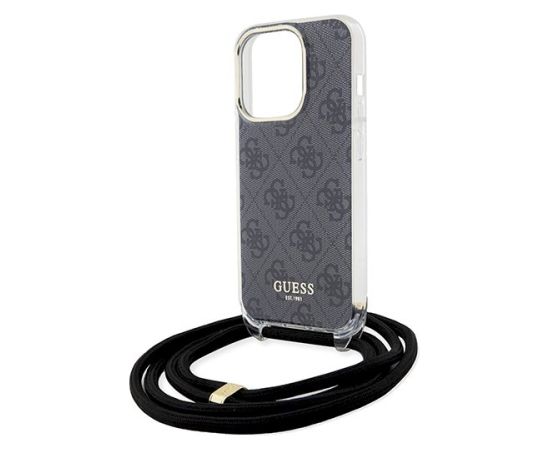 Guess GUHCP15XHC4SEK Crossbody Cord 4G Print Aizsargapvalks priekš iPhone 15 Pro Max 6.7" / melns Neoriģinālie Maciņi