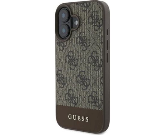 Guess GUHCP16MG4GLBR Hardcase 4G Bottom Stripe Aizsargapvalks priekš iPhone 16 Plus 6.7" / brūns Neoriģinālie Maciņi