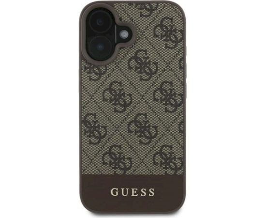 Guess GUHCP16MG4GLBR Hardcase 4G Bottom Stripe Aizsargapvalks priekš iPhone 16 Plus 6.7" / brūns Neoriģinālie Maciņi