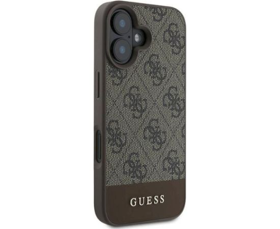 Guess GUHCP16MG4GLBR Hardcase 4G Bottom Stripe Aizsargapvalks priekš iPhone 16 Plus 6.7" / brūns Neoriģinālie Maciņi