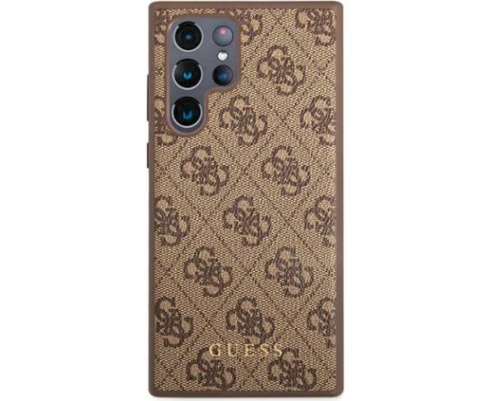 Guess GUHCS22LG4GFBR Hardcase 4G Metal Gold Logo Aizsargapvalks priekš Samsung Galaxy S22 Ultra S908 / brūns Neoriģinālie Maciņi