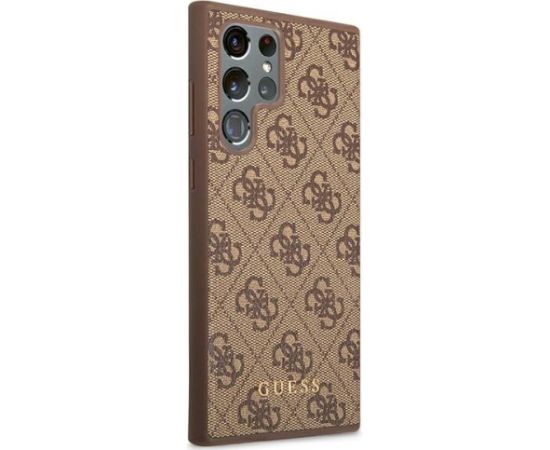 Guess GUHCS22LG4GFBR Hardcase 4G Metal Gold Logo Aizsargapvalks priekš Samsung Galaxy S22 Ultra S908 / brūns Neoriģinālie Maciņi