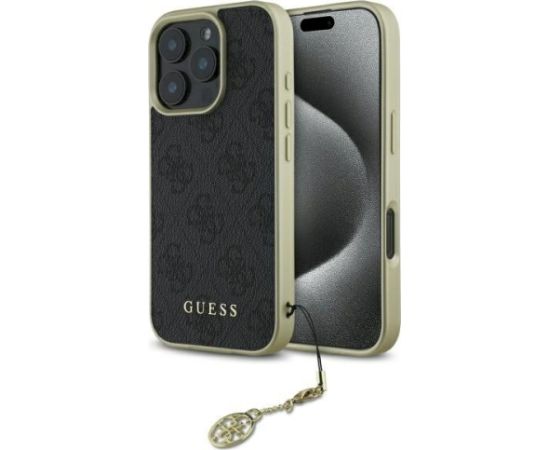 Guess GUHCP16LGF4GGR Hardcase 4G Charms Collection Aizsargapvalks priekš iPhone 16 Pro 6.3" / melns Neoriģinālie Maciņi