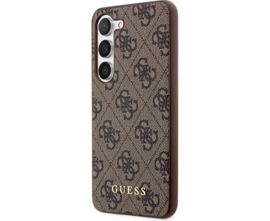 Guess GUHCS23SG4GFBR Hardcase 4G Metal Gold Logo Aizsargapvalks priekš Samsung Galaxy S23 / brūns Neoriģinālie Maciņi