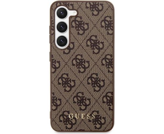 Guess GUHCS23SG4GFBR Hardcase 4G Metal Gold Logo Aizsargapvalks priekš Samsung Galaxy S23 / brūns Neoriģinālie Maciņi