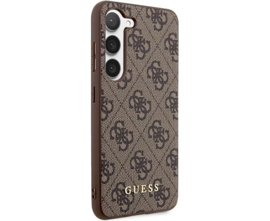 Guess GUHCS23SG4GFBR Hardcase 4G Metal Gold Logo Aizsargapvalks priekš Samsung Galaxy S23 / brūns Neoriģinālie Maciņi