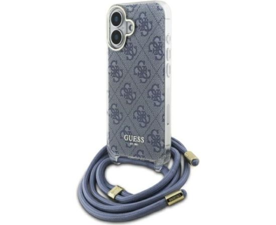 Guess GUHCP16SHC4SEB Crossbody Cord 4G Print Aizsargapvalks priekš iPhone 16 6.1" / zils Neoriģinālie Maciņi