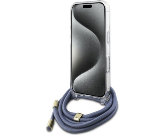 Guess GUHCP16SHC4SEB Crossbody Cord 4G Print Aizsargapvalks priekš iPhone 16 6.1" / zils Neoriģinālie Maciņi