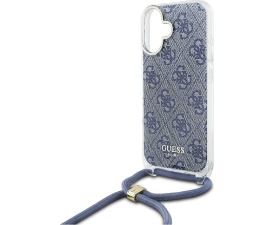 Guess GUHCP16SHC4SEB Crossbody Cord 4G Print Aizsargapvalks priekš iPhone 16 6.1" / zils Neoriģinālie Maciņi
