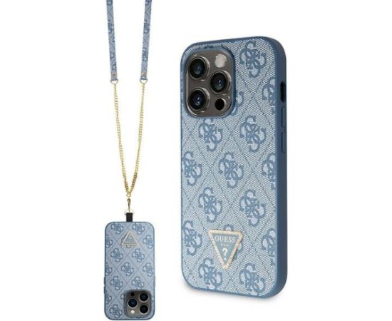 Guess GUHCP14XP4TDSCPB Crossbody 4G Metal Logo Aizsargapvalks priekš iPhone 14 Pro Max 6.7" / zils Neoriģinālie Maciņi