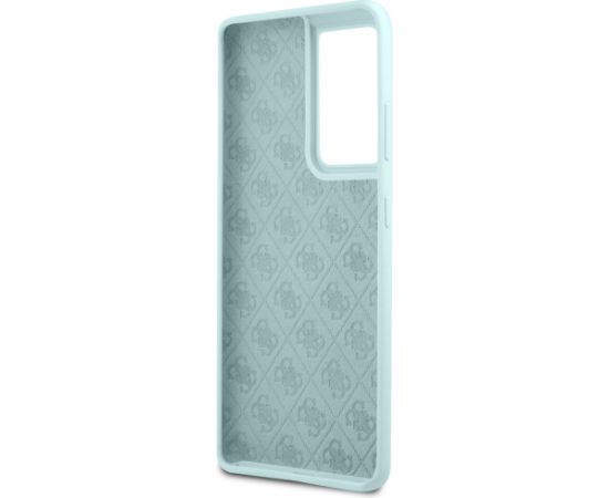 Guess GUHCS21LLSLMGLB Silicone Script Metal Logo Aizsargapvalks priekš Samsung Galaxy S21 Ultra G998 / zils Neoriģinālie Maciņi