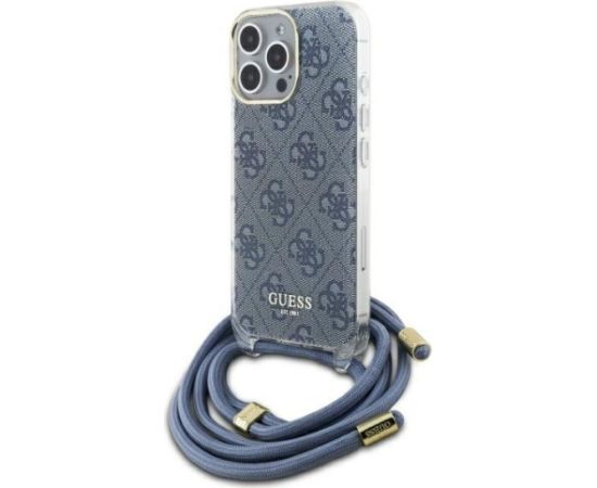 Guess GUHCP16XHC4SEB Hardcase Crossbody Cord 4G Print Aizsargapvalks priekš iPhone 16 Pro Max 6.9" / zils Neoriģinālie Maciņi