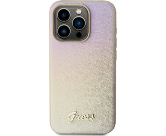 Guess GUHCP14XPSAIRSD Saffiano Iridescent Script Aizsargapvalks priekš iPhone 14 Pro Max 6.7" / zelta Neoriģinālie Maciņi