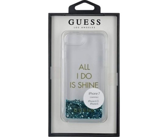 Guess GUHCP7GLUQBL Liquid Glitter Party Aizsargapvalks priekš iPhone 6/7/8/SE 2020 / SE 2022 / zils Neoriģinālie Maciņi