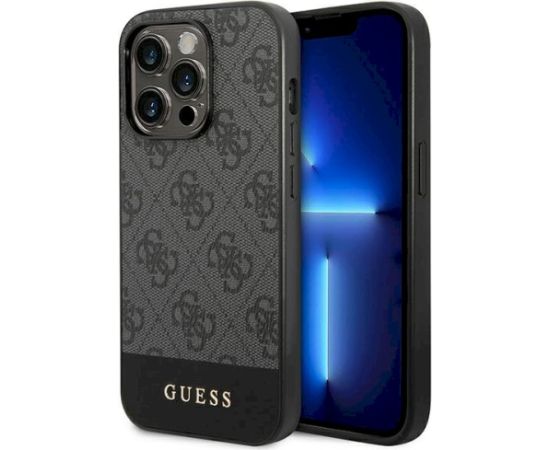 Guess GUHCP14XG4GLGR 4G Stripe Collection Aizsargapvalks priekš iPhone 14 Pro Max 6,7" / pelēks Neoriģinālie Maciņi