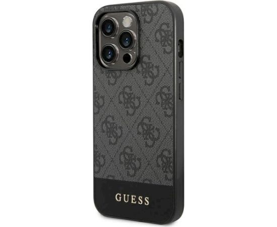 Guess GUHCP14XG4GLGR 4G Stripe Collection Aizsargapvalks priekš iPhone 14 Pro Max 6,7" / pelēks Neoriģinālie Maciņi
