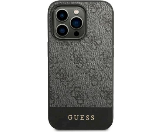 Guess GUHCP14XG4GLGR 4G Stripe Collection Aizsargapvalks priekš iPhone 14 Pro Max 6,7" / pelēks Neoriģinālie Maciņi