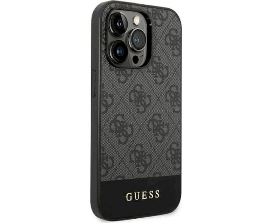 Guess GUHCP14XG4GLGR 4G Stripe Collection Aizsargapvalks priekš iPhone 14 Pro Max 6,7" / pelēks Neoriģinālie Maciņi