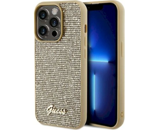 Guess GUHCP14XPMSDGSD Disco Metal Script Aizsargapvalks priekš iPhone 14 Pro Max 6.7" / zelta Neoriģinālie Maciņi