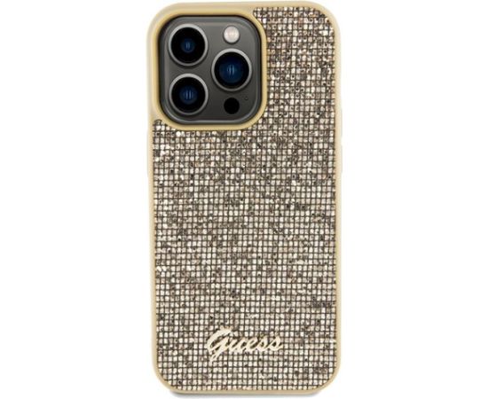 Guess GUHCP14XPMSDGSD Disco Metal Script Aizsargapvalks priekš iPhone 14 Pro Max 6.7" / zelta Neoriģinālie Maciņi