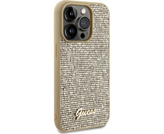 Guess GUHCP14XPMSDGSD Disco Metal Script Aizsargapvalks priekš iPhone 14 Pro Max 6.7" / zelta Neoriģinālie Maciņi