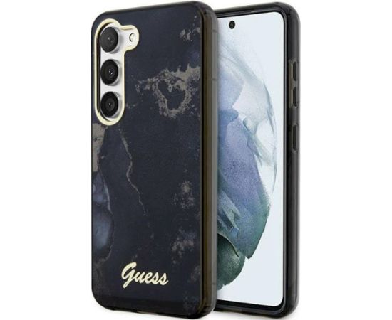 Guess GUHCS23MHTMRSK Golden Marble Collection Aizsargapvalks priekš Samsung Galaxy S23+ S916 / melns Neoriģinālie Maciņi