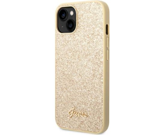 Guess GUHCP14SHGGSHD Glitter Script Aizsargapvalks priekš iPhone 14 / 15 / 13 6.1" / zelts Neoriģinālie Maciņi