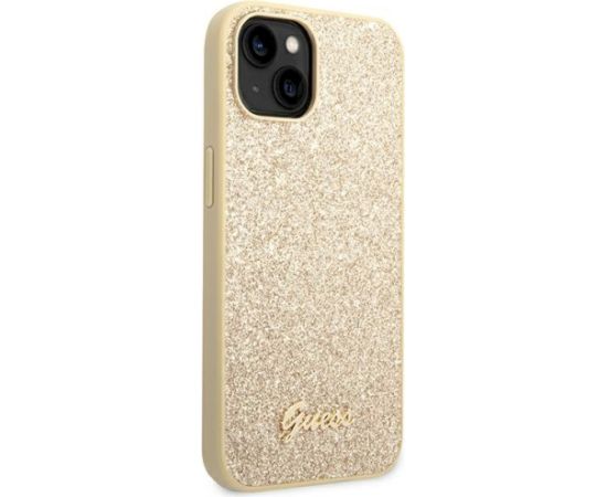 Guess GUHCP14SHGGSHD Glitter Script Aizsargapvalks priekš iPhone 14 / 15 / 13 6.1" / zelts Neoriģinālie Maciņi