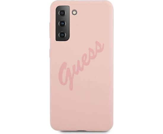 Guess GUHCS21MLSVSPI Script Vintage Hardcase Aizsargapvalks priekš Samsung Galaxy S21+ G996 / rozā Neoriģinālie Maciņi