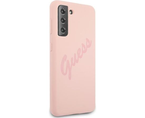 Guess GUHCS21MLSVSPI Script Vintage Hardcase Aizsargapvalks priekš Samsung Galaxy S21+ G996 / rozā Neoriģinālie Maciņi