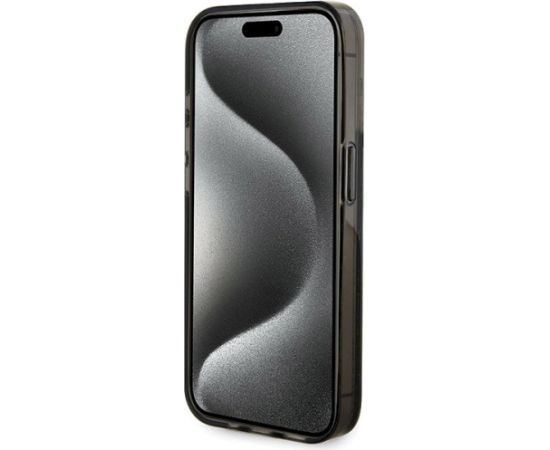 Guess GUHCP15LLFCSEGK Hardcase Liquid Glitter Gold Stripes Aizsargapvalks priekš iPhone 15 Pro 6.1" / melns Neoriģinālie Maciņi