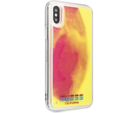 Guess GUHCPXGLCPI Hardcase California Glow in the dark Aizsargapvalks priekš iPhone X/Xs / rozā Neoriģinālie Maciņi