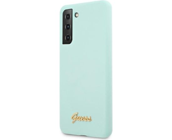 Guess GUHCS21MLSLMGLB Hardcase Silicone Script Metal Logo Aizsargapvalks priekš S21+ G996 / zils Neoriģinālie Maciņi
