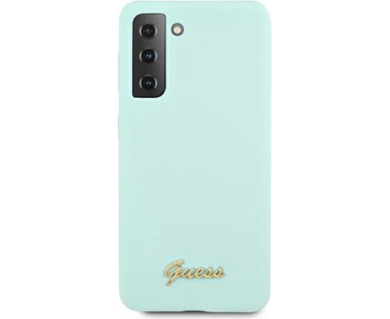 Guess GUHCS21MLSLMGLB Hardcase Silicone Script Metal Logo Aizsargapvalks priekš S21+ G996 / zils Neoriģinālie Maciņi