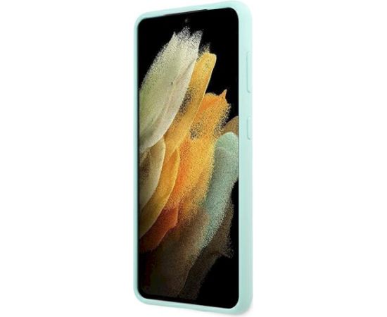 Guess GUHCS21MLSLMGLB Hardcase Silicone Script Metal Logo Aizsargapvalks priekš S21+ G996 / zils Neoriģinālie Maciņi