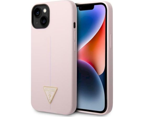 Guess GUHCP14MSLTGU Silicone Triangle Hardcase Aizsargapvalks priekš iPhone 14 Plus / 15 Plus 6.7" / violets Neoriģinālie Maciņi