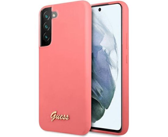 Guess GUHCS22MLSLMGFU Hardcase Silicone Script Metal Logo Aizsargapvalks priekš S22+ S906 / fuksija Neoriģinālie Maciņi