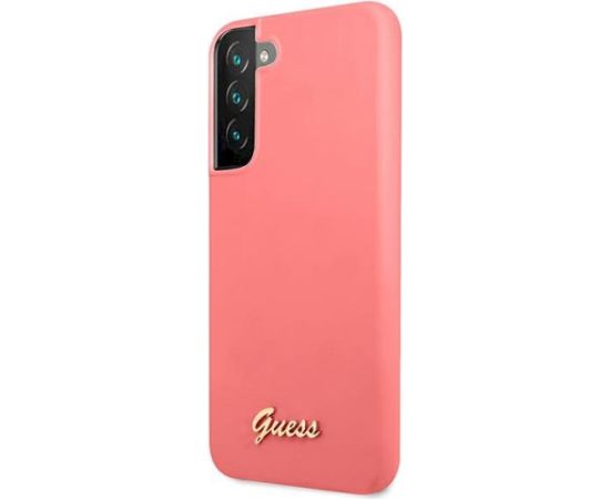 Guess GUHCS22MLSLMGFU Hardcase Silicone Script Metal Logo Aizsargapvalks priekš S22+ S906 / fuksija Neoriģinālie Maciņi